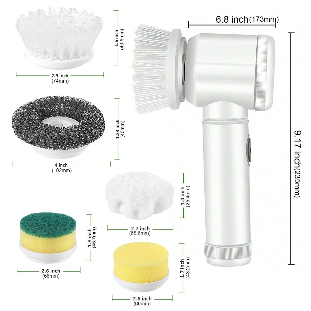 Brosse rotative électrique rechargeable avec 5 têtes de brosse