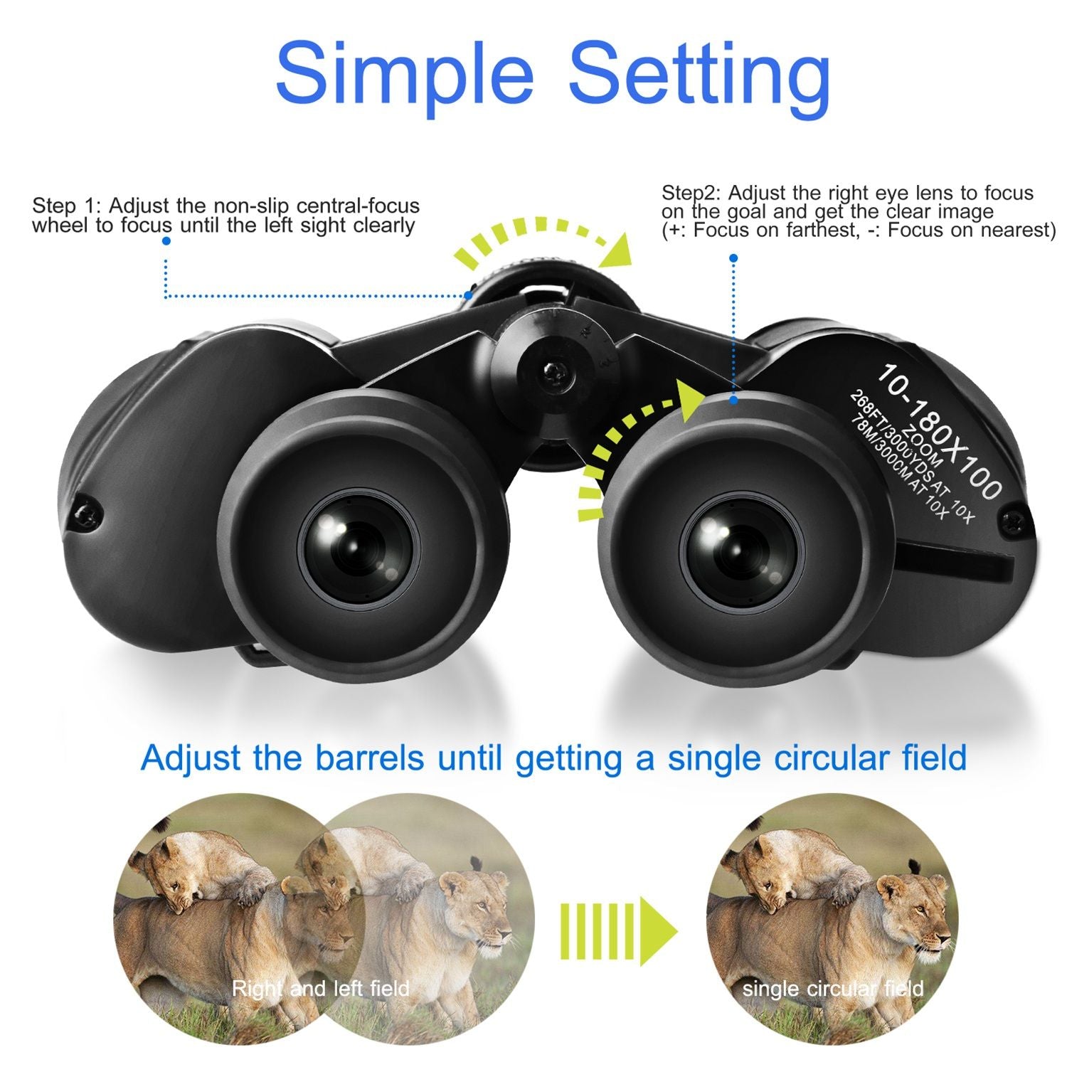 Jumelles zoom portables avec lentille FMC Vision nocturne en basse lumière pour l'observation des oiseaux Chasse Sports