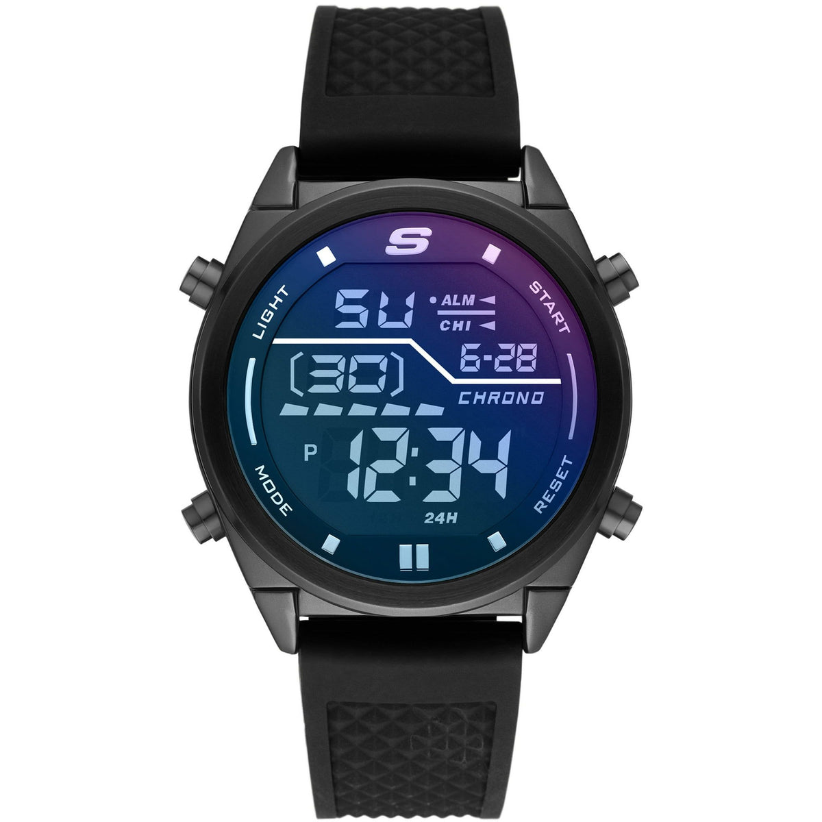 Montre numérique Skechers pour homme avec bracelet en silicone noir