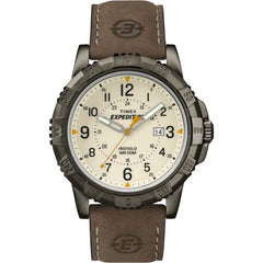 Montre Expedition Rugged Metal Field pour homme, cadran naturel, bracelet en cuir marron